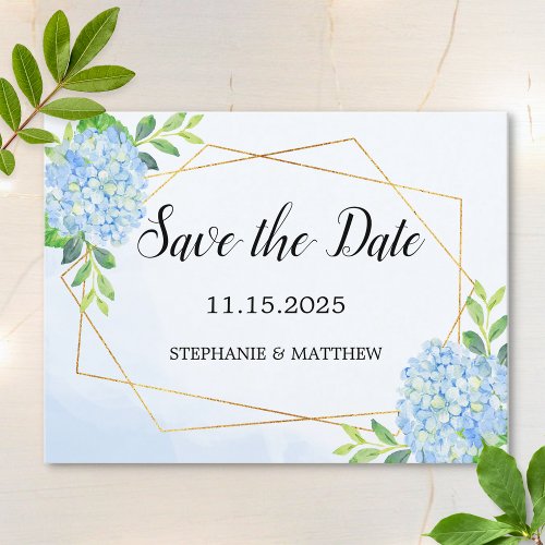 Geometric Hydrangea Floral Wedding Save The Date Announcement Postcard