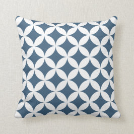 Geometric Hypocycloid Pattern Denim Blue Throw Pillow