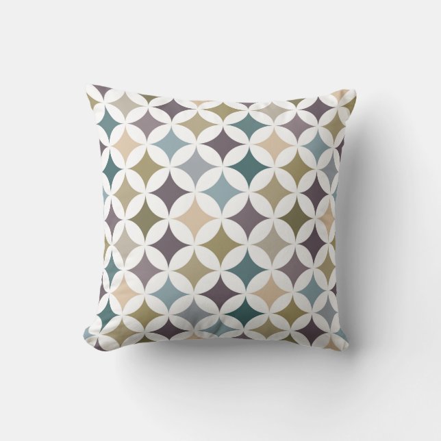 Geometric Hypocycloid Pattern Fall Colors Throw Pillow (Front)