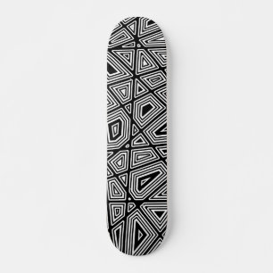 Geometric II - Black on Wood Skateboard Deck