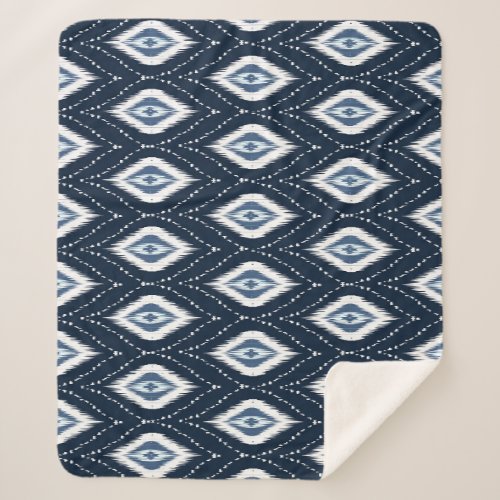 Geometric Ikat Ethnic Oriental Design Sherpa Blanket