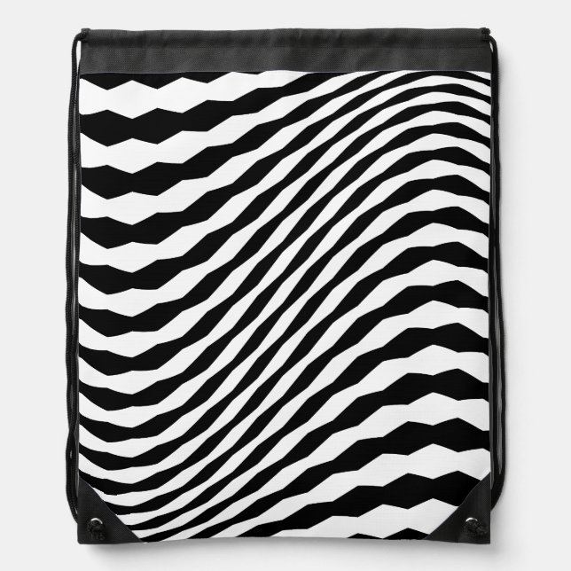 Geometric illusion black + your colour of choice drawstring bag (Front)
