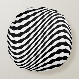 Geometric illusion black + your colour of choice round pillow