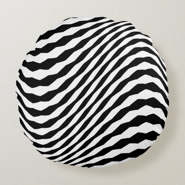 Geometric illusion black + your colour of choice round pillow (Front)