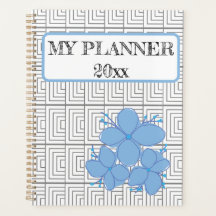 Geometric Illusion Blue Flower Planner