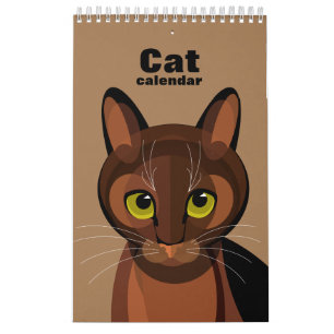 Geometric illustrated cat calendar