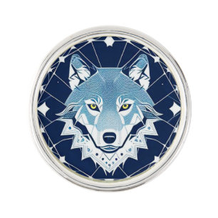 Geometric Illustration of a Wolf Lapel Pin