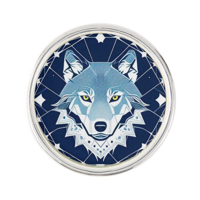 Geometric Illustration of a Wolf Lapel Pin (Front)