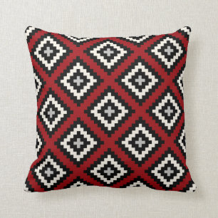 Geometric in Red Black Grey Throw Pillow