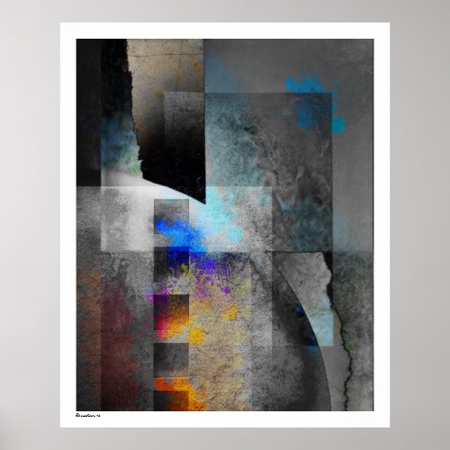 Geometric Industrial Grunge Art 4 Poster