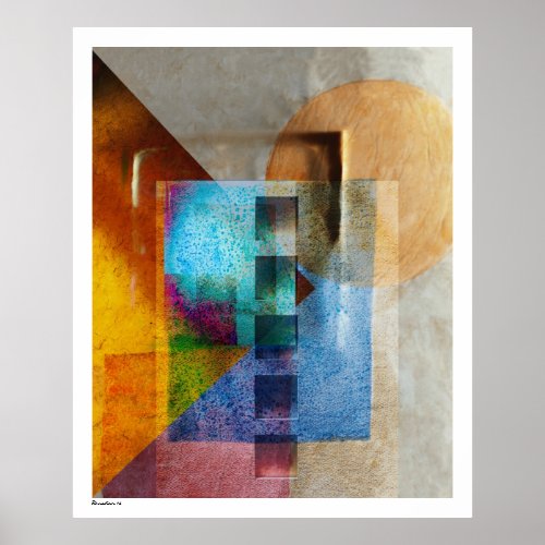 Geometric Industrial Grunge Art 6 Poster