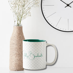 Geometric Initial Monogram Green Classic Bold Two-Tone Coffee Mug