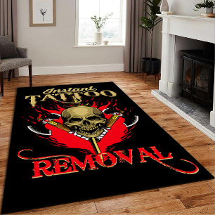 Geometric Ink Harmony: Modern Tattoo Area Rug