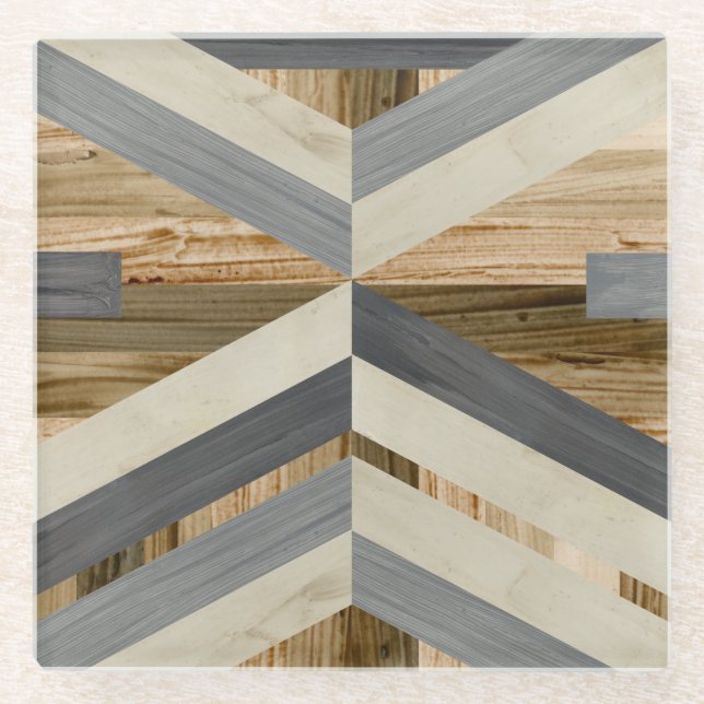 Geometric Inlay Glass Coaster (Front)