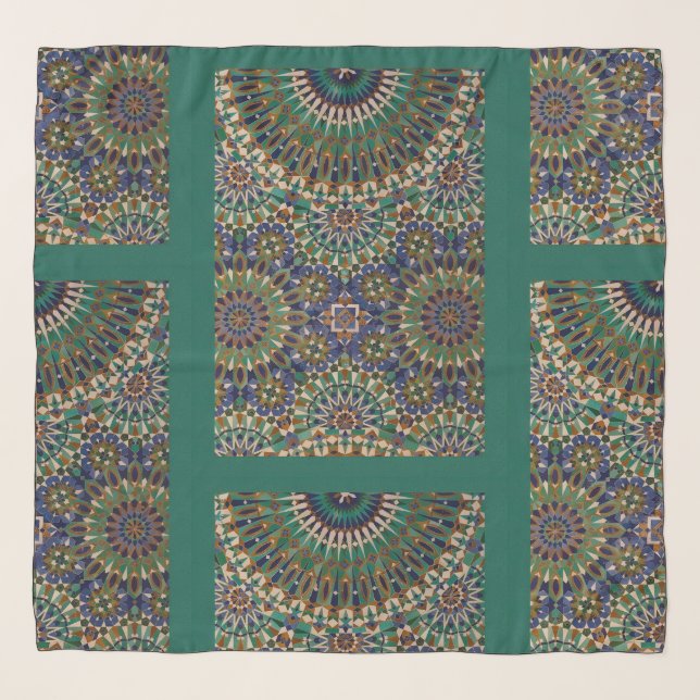 Geometric islamic ornamental pattern Emerald Green Scarf (Front)