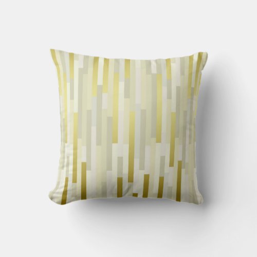 Geometric IT Lines Stripes Mustard White Gray Gold Throw Pillow