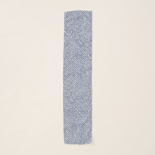 Geometric Itajime Shibori Blue Check Textile Look Scarf