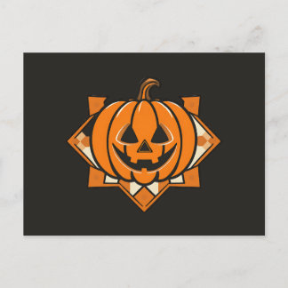 Geometric Jack‑O’‑Lantern Halloween Invitation Postcard