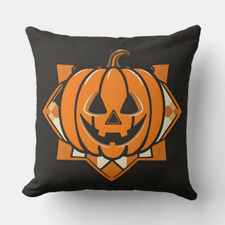 Geometric Jack‑O’‑Lantern Halloween Throw Pillow