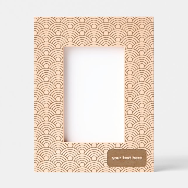 Geometric Japanese Pattern Wave Style Portrait Engraved Frames (Front)