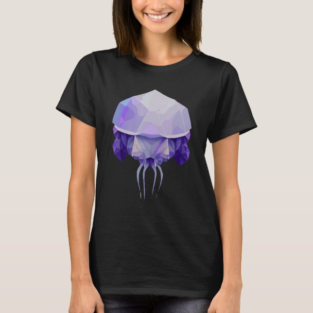 Geometric Jellyfish Polygon Low Poly Sea Animal T-Shirt (Front)