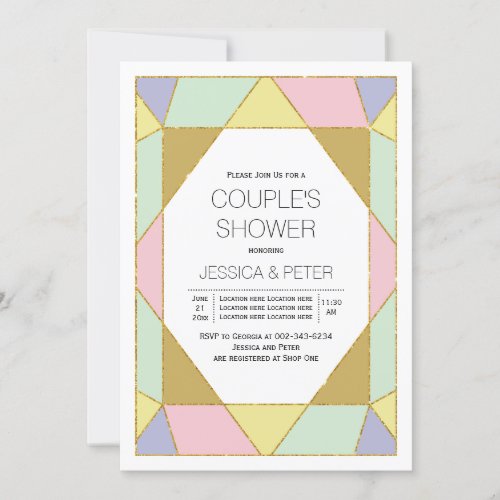 Geometric jewel color block wedding couples shower invitation