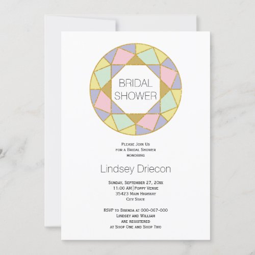 Geometric jewel gemstone wedding bridal shower invitation