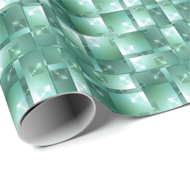Geometric Jewelled Squares Pattern Wrapping Paper (Roll Corner)
