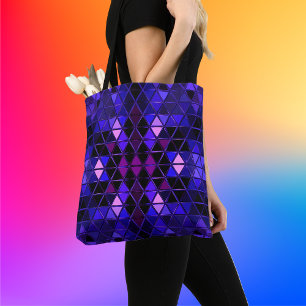 Geometric Kaleidoscope Blue Purple and Pink Tote Bag