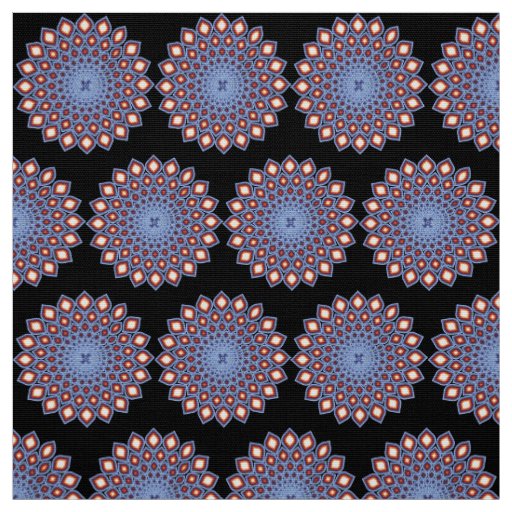 Geometric Kaleidoscope Mandala Pattern Black Red Fabric