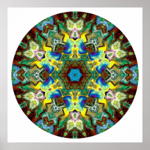 Geometric kaleidoscope  mandala  poster