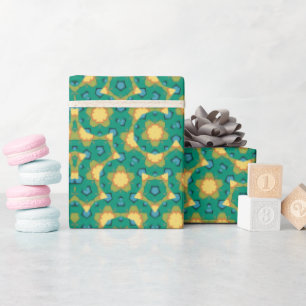  Geometric Kaleidoscopic Mandala Emerald Green Wrapping Paper