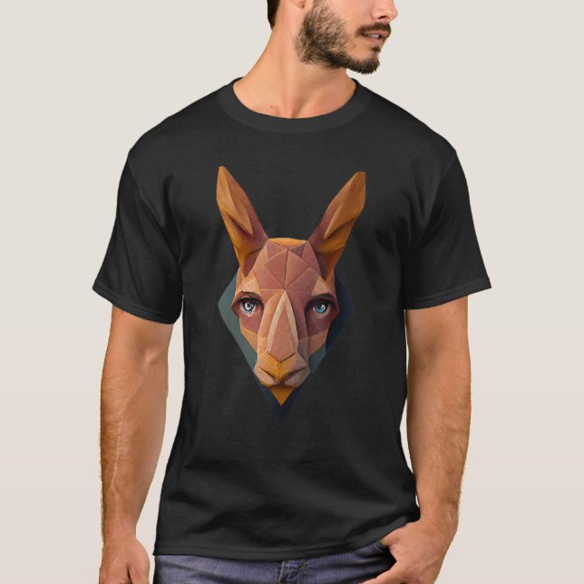 Geometric Kangaroo Head Polygon Colorful Low Poly T-Shirt (Front)
