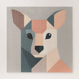 Geometric Kangaroo Portrait Minimalist Jigsaw Puzzle