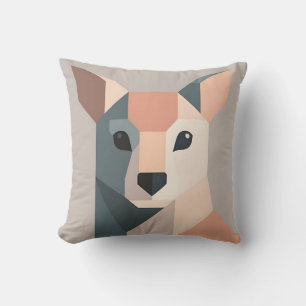 Geometric Kangaroo Portrait Minimalist Throw Pillow