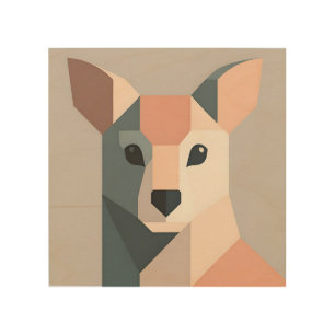 Geometric Kangaroo Portrait Minimalist  Wood Wall Art