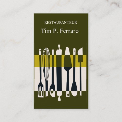 Cute Kitchen Utensils  Food Cooking Chef Business Card