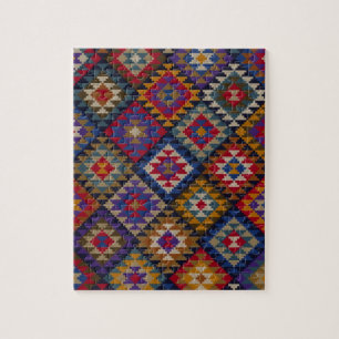Geometric knitted quilt pattern jigsaw puzzle