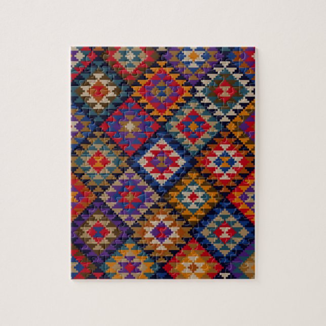 Geometric knitted quilt pattern jigsaw puzzle (Vertical)