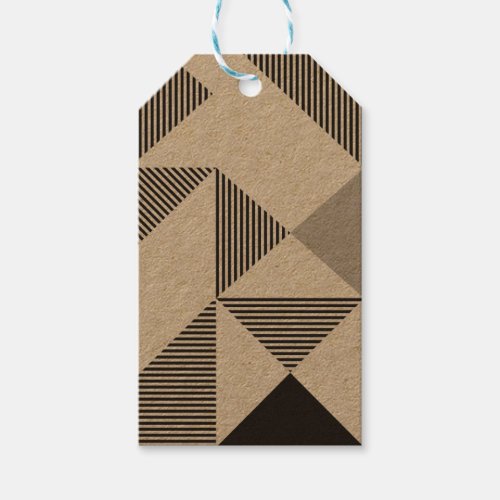 Geometric Kraft Modern Christmas Holiday Gift Tags