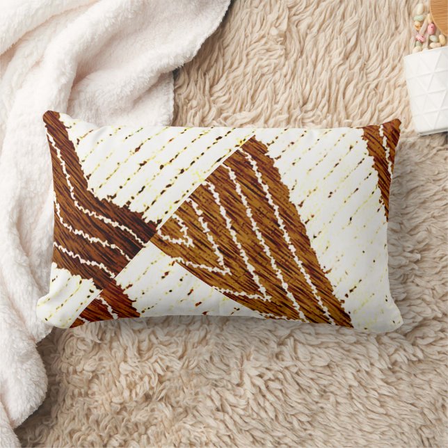 Geometric Kuba Cloth Print Lumbar Pillow (Blanket)