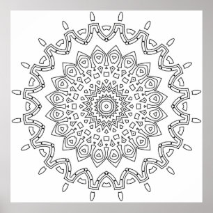 Geometric Lace Mandala Coloring Page Pattern Art Poster