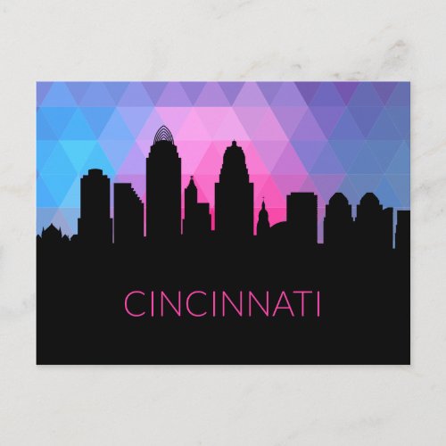 Geometric Landscape  Cincinnati Ohio Night Postcard