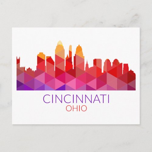 Geometric Landscape City View  Cincinnati Ohio Postcard