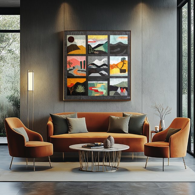 Geometric Landscape Grid in Bold Modern Colors Poster (Creator Uploaded)