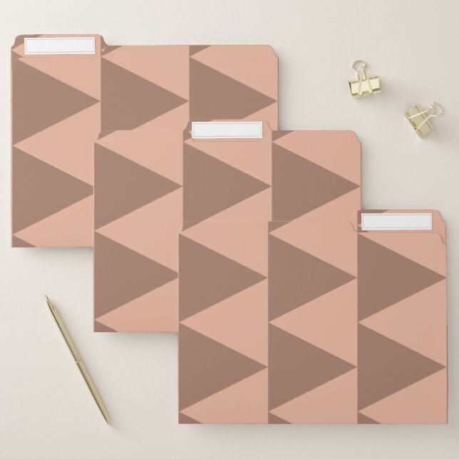 Geometric Large Triangles Mocha Mousse Dusty Pink File Folder (Set)
