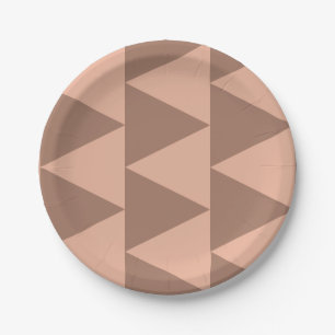 Geometric Large Triangles Mocha Mousse Dusty Pink Paper Plates