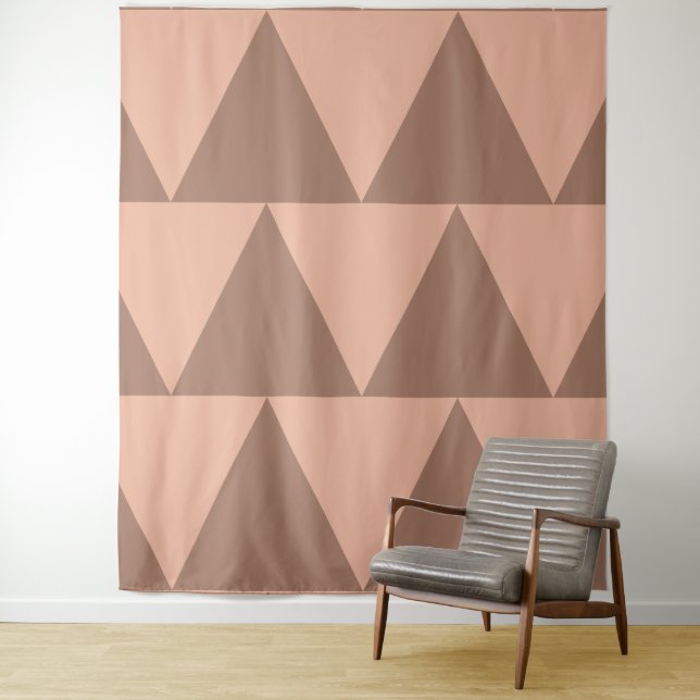 Geometric Large Triangles Mocha Mousse Dusty Pink Tapestry (In Situ)