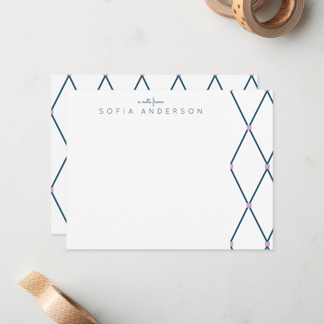 Geometric Lattice Pattern Personalized Note Card (Front/Back In Situ)