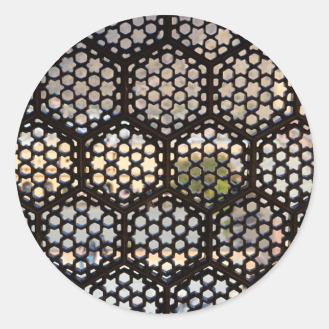 Geometric Lattice window, India Classic Round Sticker (Front)